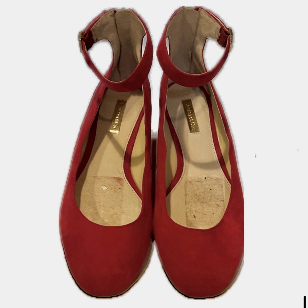 Louise et Cie Red Suede Ankle-Strap Flats